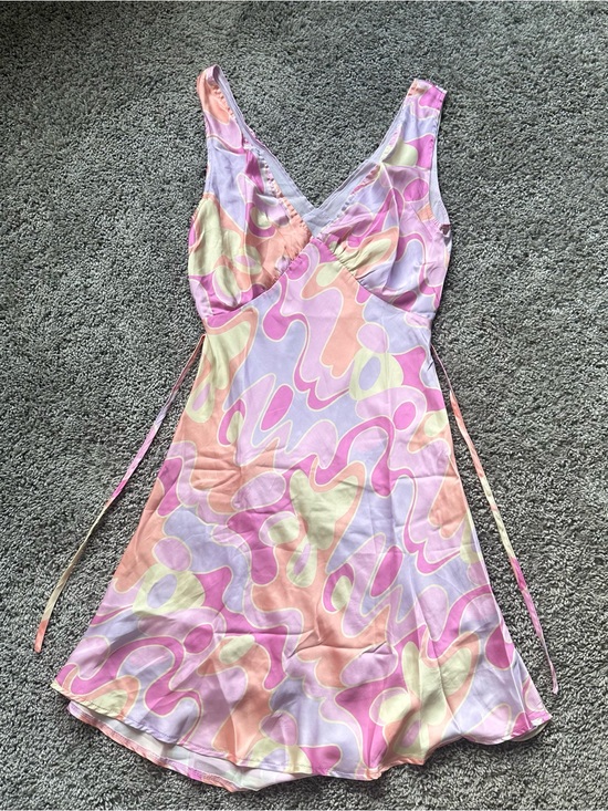 Peppermayo Dresses & Skirts - Peppermayo Pink Lavender & Peach Abstract Wrap Mini Dress